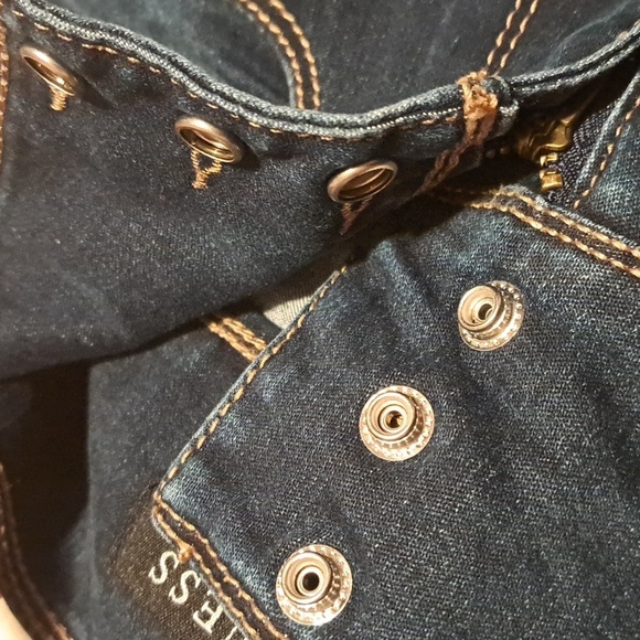 Guess girls size 7 3 snap closure skinny jeans, dark wash EUC - Picture 2 of 7